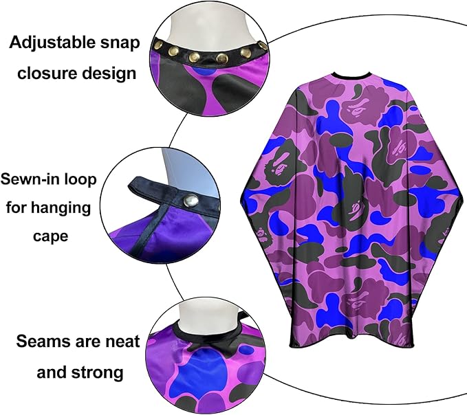 Barber Cape for Men Professional Hair Cutting Salon Cape with Snaps Waterproof Hairdressing Styling Cape- 63”× 56”
