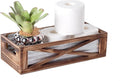 Wooden Toilet Tank Basket, Rustic Bathroom Decor Box, Farmhouse Toilet Paper Organizer Holder, Decorative Bathroom Storage Basket, Barn Door (Brown)