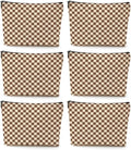 6 Pcs Checkered Makeup Bags Make up Bag Cosmetic Bags for Women Girls Wife Mom Aunt Valentine's Day Christmas Birthday Travel Toiletry Bag Aesthetic Zipper Organizer Accessories, Cute Brown Plaid