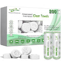 Compressed Towel Tablets 200 Count, Thicken Disposable Face Towel with 2 Carry Cases, Biodegradable & Compact, Cotton Clean Face Towels for Outdoor Camping Hiking Travel Gym BBQ Home