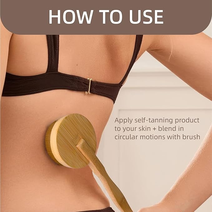 Self-Tan Back Applicator, Back Brush For Applying Self-Tan, Long Handle For Controlled Sunless Tanning, Eco Friendly Back Tanning Applicator, Vegan, & Cruelty Free, 1 Count