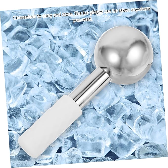 FRCOLOR 2pcs Stainless Steel Facial Ice Globes for Skincare Handheld Massage Tool for Face and Neck Ergonomic Design for Muscle Relief and Swelling Reduction