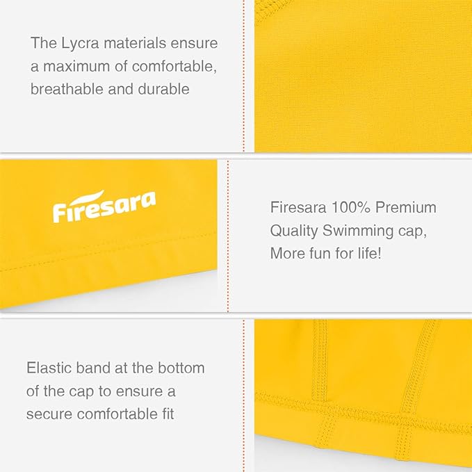 Firesara Fishtail Fabric Swim Cap for Men Women, Breathable High Elasticity Swimming Cap Hair Protection Quick Dry Soft for Long Hair Short Hair, Kids Boys and Girls