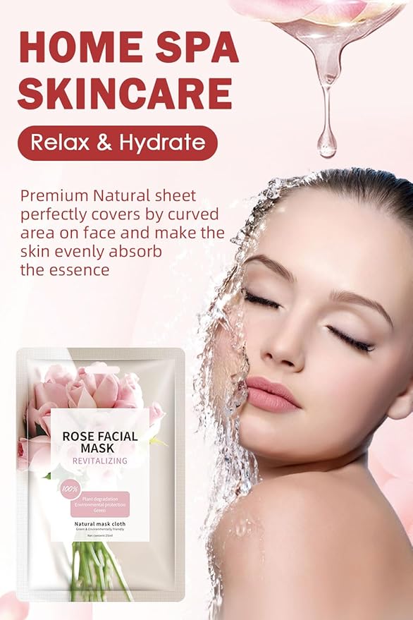 IREV Face Masks Skincare, Spa Sheet Mask, Facial Masks for Women Skin Care, Beauty Rose Sheet Masks, Bulk Face Mask Skin Care, Beauty Masks Gifts, Hydrating Face Masks, Facial Masks 10 Sheets
