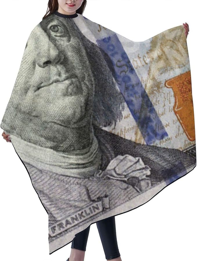 100 Dollar Bill Haircut Apron Professional Salon Cape Polyester Baber Cape With Adjustable Buckle for Adult