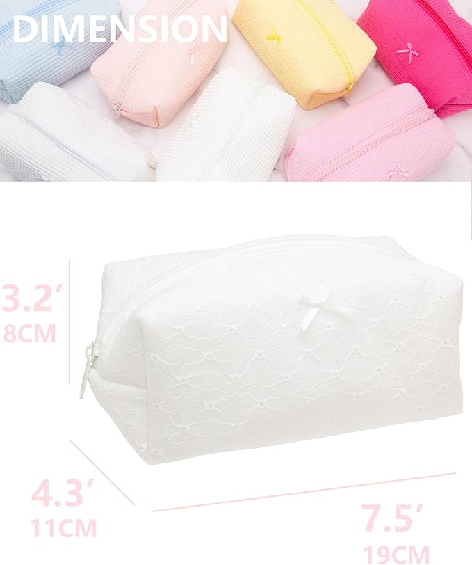 PAZIMIIK Cozy Makeup Bag Small Aesthetic Travel Zipper Cosmetic Pouch for Women Make Up Beauty Accessories Brushes,Embroidery Flower