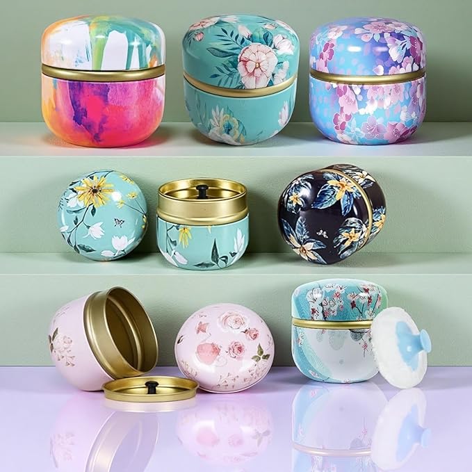 Body Powder Puff and Container, 3.35" Portable Dusting Powder Container with Soft Puff Loose Powder Case Box Jar with Lids for Baby Women Home and Travel Use