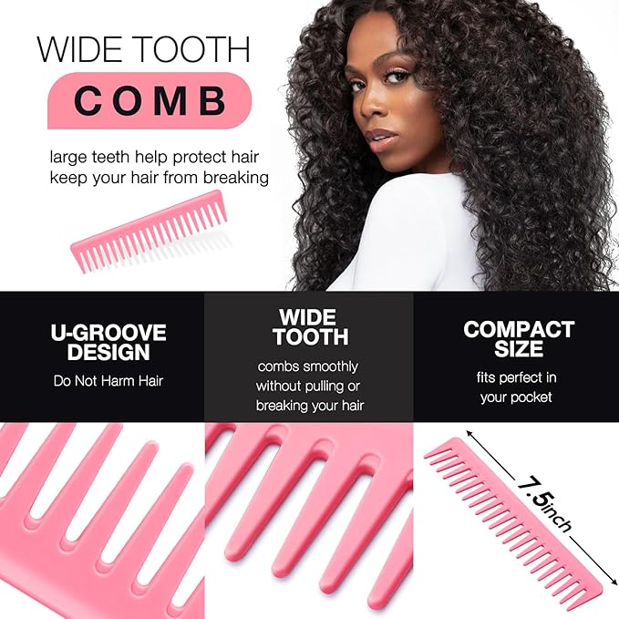 Hommtina 4Pcs Vented Brush Set for Thick/Wet/Dry/Wavy/Oil/Long Hair - Afro America/African Hair (4 PCS, Pink)