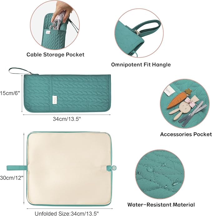 Hot Tools Organizer Heat Resistant Mat Case Hair Tools Holder Travel Bag Portable Hair Styling Tools Cover Pouch for Curling Iron,Flat Iron,Hair Straightener (Teal)