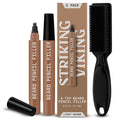 Striking Viking Beard Pencil Filler for Men - Light Brown, 2 Pack - Temporary Beard Dye - Waterproof Sweatproof Long Wear Beard Filler Pen for Touchups & Gap Contouring - Enhances Facial Hair