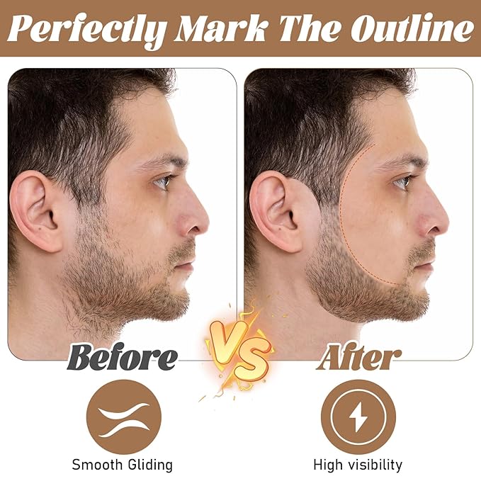 Beard Shaping Tool, 12Pcs Barber Pencil with 2 Sharpener, Skin Tone Beard Pencils Magic Hairline Pencil for Lineup Edge Hair Design Shaping Trace Makeup