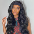 XSY Headband Wig Human Hair Body Wave Brazilian Virgin Hair Wear and Go Half Wigs for Black Women Glueless No Lace Front Wig 150% Density Natural Color 28 Inch