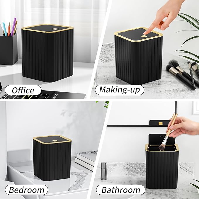Bathroom Accessory Set - Bathroom Set, 27PC Bathroom Accessories Set, Black Bathroom Sets with Shower Curtain and Rugs, Mini Trash Can, Toilet Brush, Trash Can & Soap Dispenser
