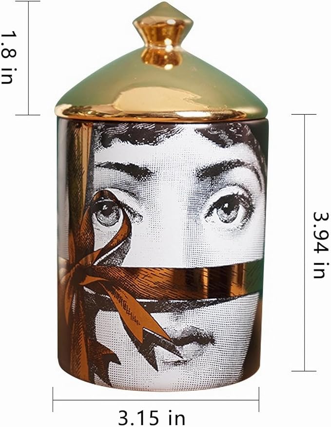 Big Eye Starry Sky Aromatherapy Candle Jar With Lid Ceramic Makecup Cotton Swab Holder Home Deocrative Bottler, Home Fireplace Kitchen Dining Decor For Living Room Knick Knacks Candle Holders (F10)