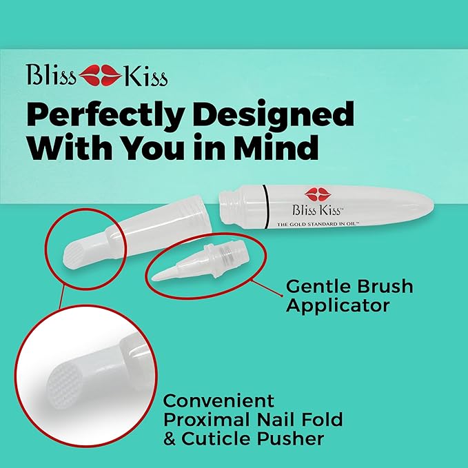 Bliss Kiss Refillable Cuticle Oil Pen for Nails - Empty 8 ml Squeeze Nail Oil Pen with brush applicator from 2-Pack
