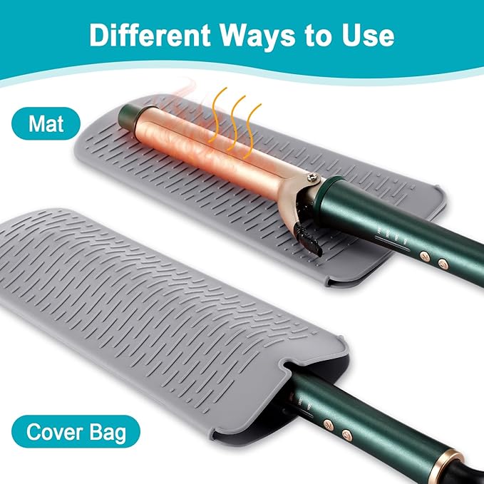 Shappy 2 Pcs Heat Resistant Hair Tools Bag Curling Iron Travel Case Cover Neoprene Flat Iron Holder Travel Case and Silicone Mat Pouch for Hot Hair Tools Storage Organizer(Sloth Style)
