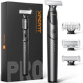 [2026 Upgraded Beard & Body Hair Trimmer for Men [All-in-One] USB-C Fast Charging, Groin & Ball Hair Painless Electric Shaver, Travel Razors, Waterproof Wet/Dry Groomer, Black(Lite)