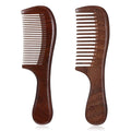 2 Pcs Sandalwood Comb Set Handmade Wide Tooth Comb and Fine Tooth Comb Wooden Comb Anti-Static Wood Comb Green Sandalwood Detangling Comb Hair Combs for Women Men
