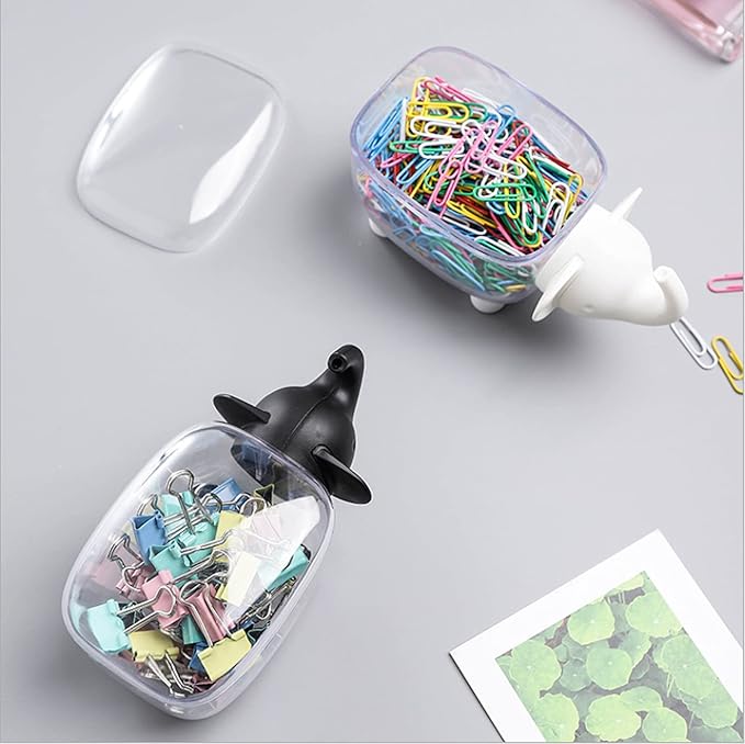 2 Pack Qtip Holders,Acrylic Cotton Ball Holder Dispenser with Lid,Cute Cotton Swab Holders, Bathroom Jars, Restroom Vanity Organizer Canister for Counter,Small Containers for Makeup Storage(Elephant)