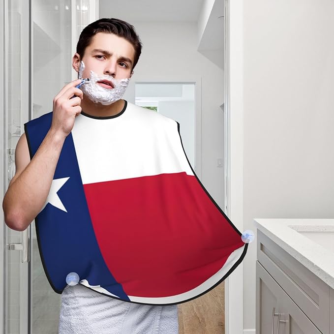 Flag Of Texas Print Beard Bib Apron For Men, Beard Hair Catcher For Men Shaving Trimming,Beard Cape Cloth