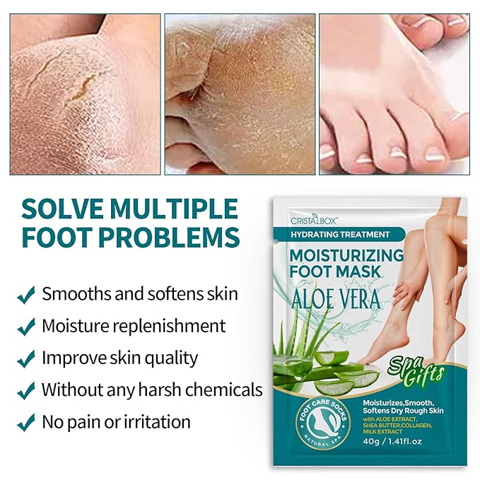 5 Pack Moisturizing Foot Mask,Hydrating Foot Masks for Dry Cracked Feet,Moisturizing Socks Dry Skin Moisturizer for Soft and Smooth Touch Feet,Foot Care Spa Gifts for Women Men Easter Basket Stuffers