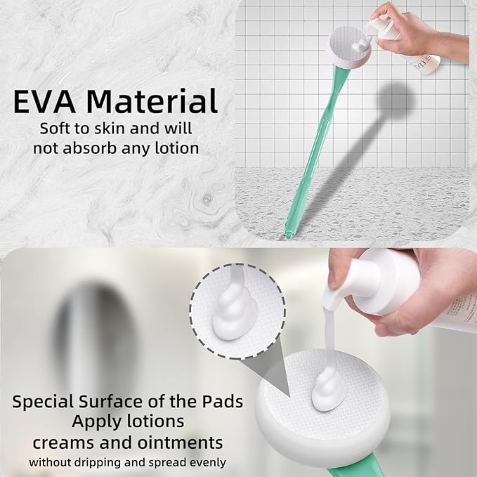 Lotion Applicator for Back, 20.5” Back Lotion Applicator, Back Lotion Applicators for Your Back, Easy Reach and Washable, Back Self Tanner Applicator（Cyan）