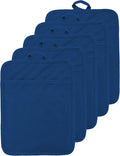 Oven Pot Holder with Pocket Cotton Heat Resistant Coaster Potholder Kitchen Hot Pad Oven Mitts for Cooking Square 7"x9"Set of 5 (Blue)