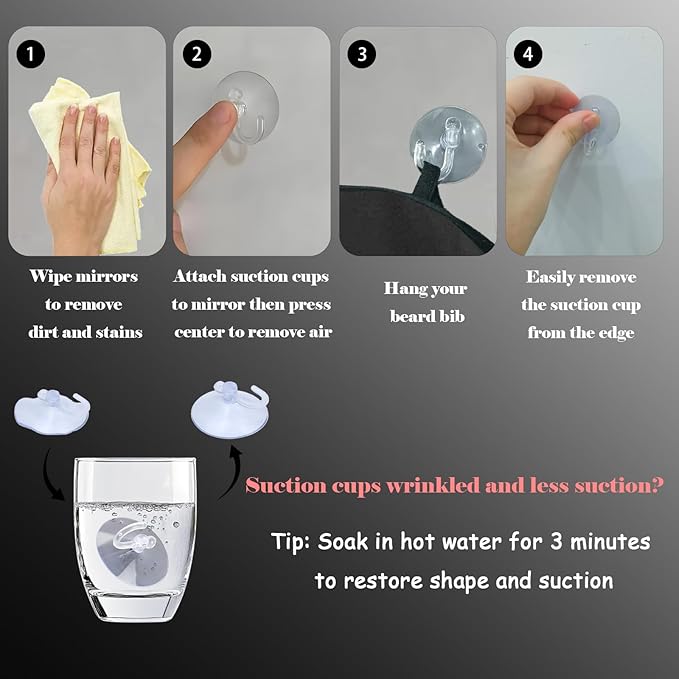 Beard Bib Apron, Beard Catcher for Men Shaving & Trimming, Non-Stick Beard Bib Hair Catcher with 4 Suction Cups