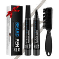 Beard Pencil Filler for Men Black - Beard Pen with Brush, Barber Pencil Smudge-proof & Water-proof Grooming Kit for Men Creating Natural Beard Color, Gifts for Men (Dark Brown)