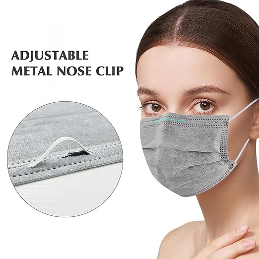 Wecolor 100 Pcs Disposable 3 Ply Earloop Face Masks, Suitable for Home, School, Office and Outdoors (Gray)