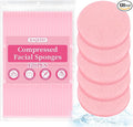 120pcs Compressed Facial Sponges - Round Face Sponge Disposable Travel Facial Cleansing Pads Makeup Sponge for Face Wash Exfoliating Remover Skin Care Beauty Tool Esthetician Essential（Pink）