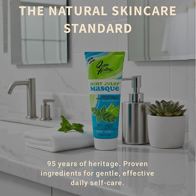Queen Helene Mint Julep Masque 8 oz – Deep Cleansing Clay Face Mask for Oily & Acne-Prone Skin | Purifies Pores & Soothes with Refreshing Mint | Classic Spa-Quality Treatment Made in USA