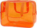 PVC Clear Pure Color Transparent Large Zipper Cosmetic Pouch Travel Makeup Cosmetic Bag with Handle for Travel Bathroom Toiletry Organizer (A23014-101-2)