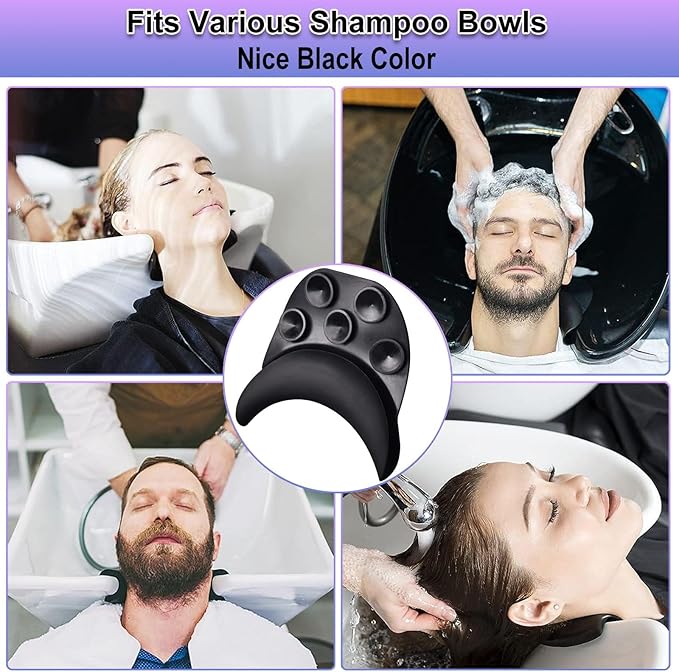 Shampoo Bowl Neck Rest for Sink, Silicone Neck Rest Cushion with Suction Cup, Portable Hair Washing Sink Neck Support Non-Slip for Salon Home Wash Basin