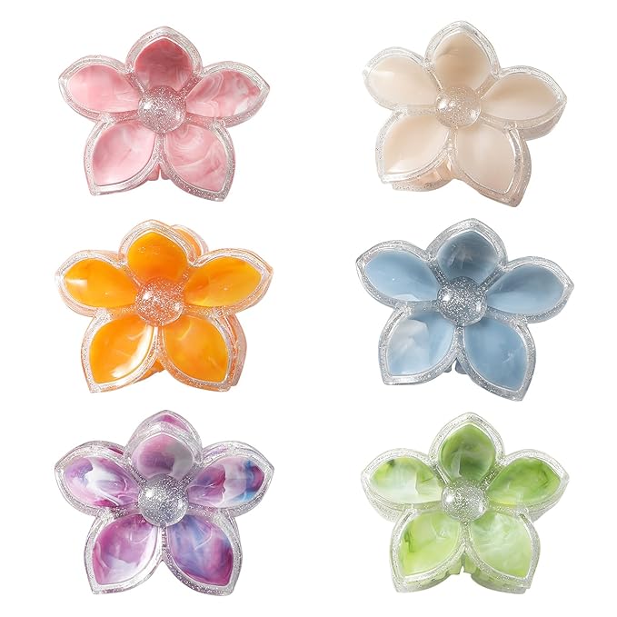 Flower Hair Clips for Women 6 Pcs Hawaiian 2026 New Large Claw Clips Plumeria Large Hair Claw Clips for Thick Thin Hair Beach Hair Accessories for Women Teens