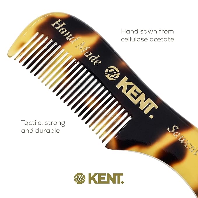 Kent A 81T TY X-Small Men's Beard and Mustache Comb, Fine-Toothed for Facial Hair Grooming and Styling. Quality Cellulose Acetate, Saw-cut Polished. Made in England