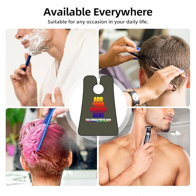 Personalized Custom Beard Bib Apron Design Your Photo Text Logo Beard Hair Catcher Non-Stick Beard Shave Capes for Trimming Shaving Military Green