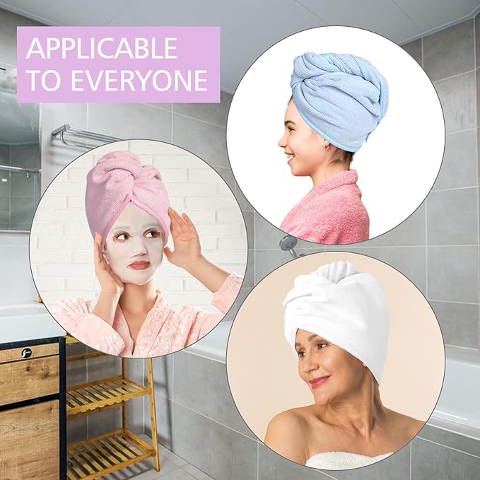 YoulerTex Microfiber Hair Towel Hairs Wrap: 2 Pack 10X26 Hairs Dryer Towels for Women Absorbent Turban Twist Drying Shower Cap Curly Products for Hair Care Accessories (5-Pcs Multicolor)
