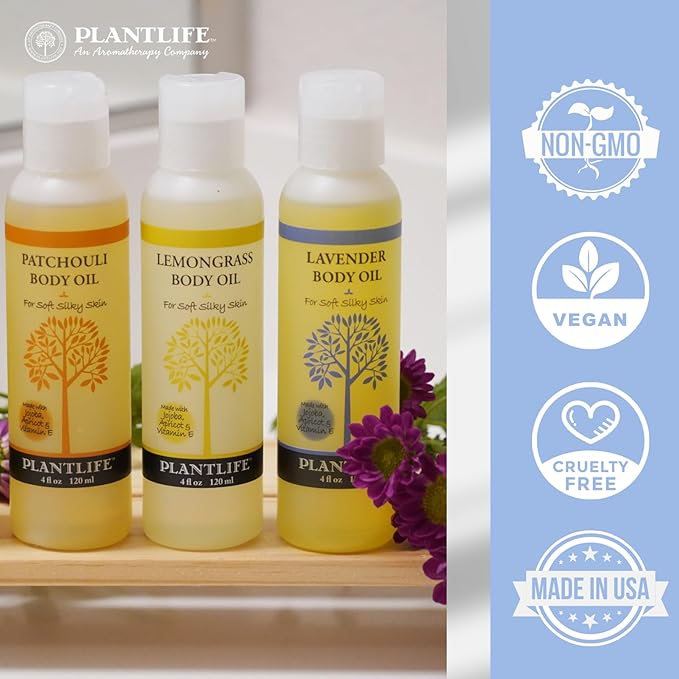 Plantlife Fresh Mint Body Oil - Moisturizing Natural Body Oil for All Skin Types - Nourishing Dry Skin and Making It Feel Soft and Silky for Women & Men - Bath, Body & Massage Oil - 4oz