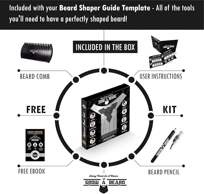Beard Shaper & Barber Pencil, Beard Lineup Tool, Great Beard Guide Shaping Tool for Men, Beard Lineup Guide Template Thats Perfect for Styling and Edging, With Beard Comb