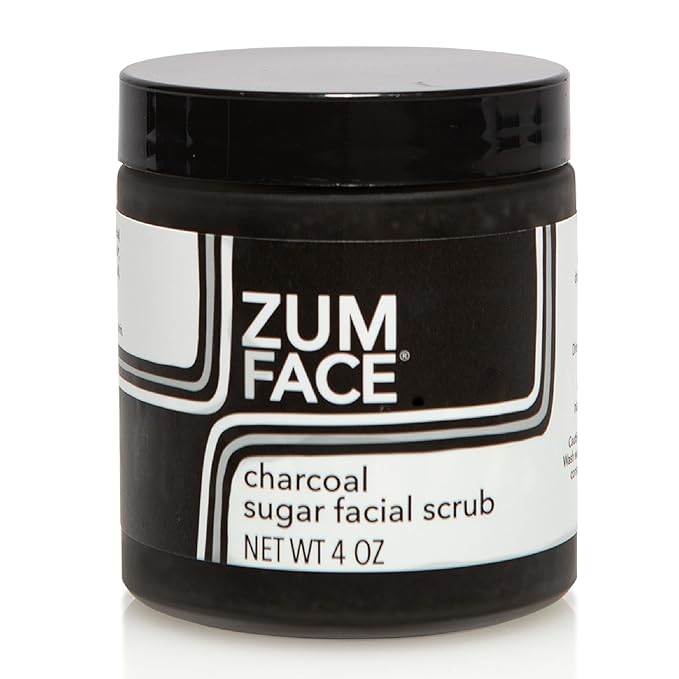 Indigo Wild Zum Face Sugar Facial Scrub - Natural Sugar Scrub - Soothing Facial Exfoliator with Jojoba Oil, Coconut Oil & Olive Oil - Charcoal - 4 Oz