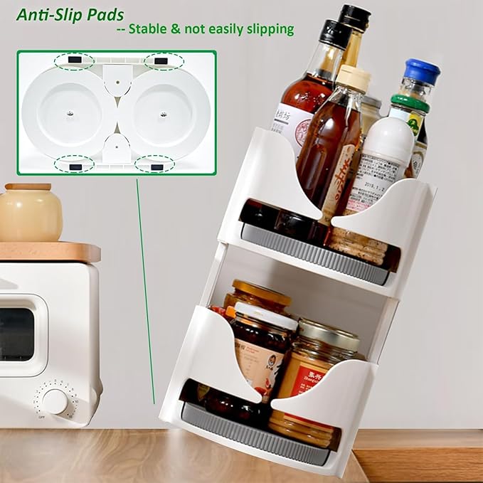 Refrigerator Lazy Susan Turntable, 360°Rotate Fridge Turntable Organizer,Organization & Storage Rotating Shelves for Pantry Kitchen Cabinet Dining Table Counter top Vanity (1)