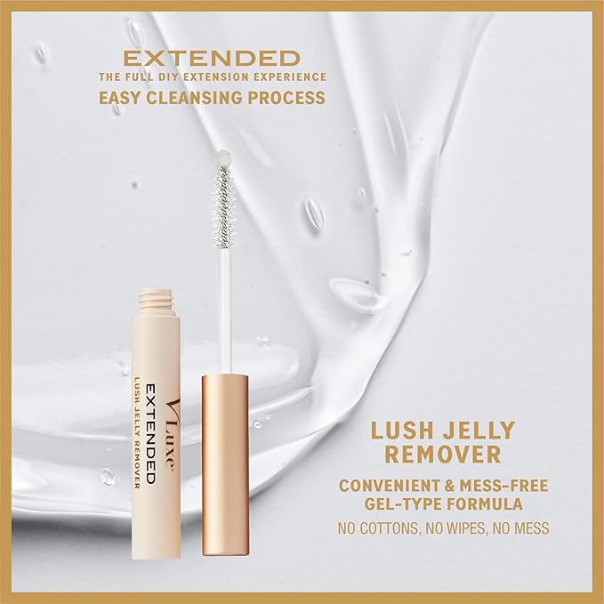 VLuxe Lush Jelly Lash Remover for Eyelash Extensions, Clusters, Individual False Lash, Mess-Free Gel Formula Removes Bond & Seal, Lash Glue & Adhesive, Mascara Brush For Easy Removal With No Wipes