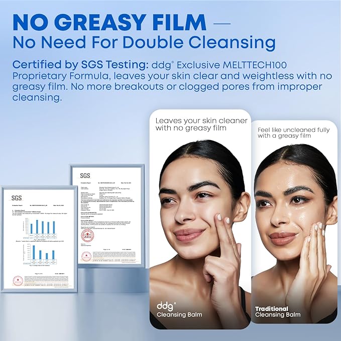 ddg Cleansing Balm Makeup Remover for Sensitive Skin,Eye Makeup Remover&Facial Cleanser for Waterproof Makeup Removal,Vegan Plant Oils,Nourishing & Hydrating,3.38floz/100ml