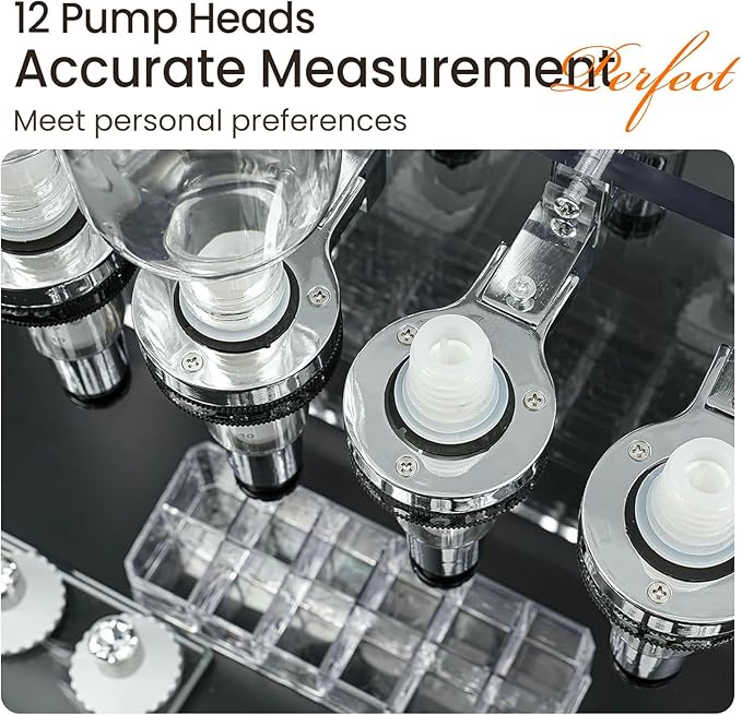 Perfume Dispenser Manual, 12 Bottles Pump Bottle Dispenser, Pump Dispenser Bottle Station Manual Perfume Dispenser Set, Perfume Liquid Filling Machine Transfer Tools for Perfume Store Studio Bar