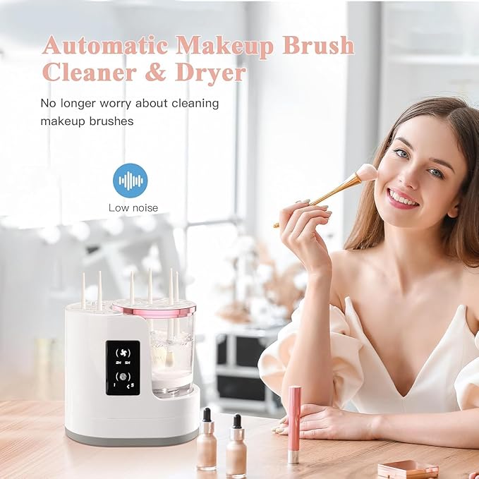 3-IN-1 Electric Makeup Brush Cleaner Machine and Dryer, SBMKK Automatic Make Up Brush Cleaner Tool, for All Size Brush Sponges Beauty Cosmetic Set