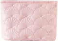 uekeboag Pink Quilted Cotton Makeup Pouch,Coquette Quilted Toiletry Bag for Women and Girls, Floral Coquette Organizer Bag, Aesthetic Travel Cosmetic Bags(Pink Shells)