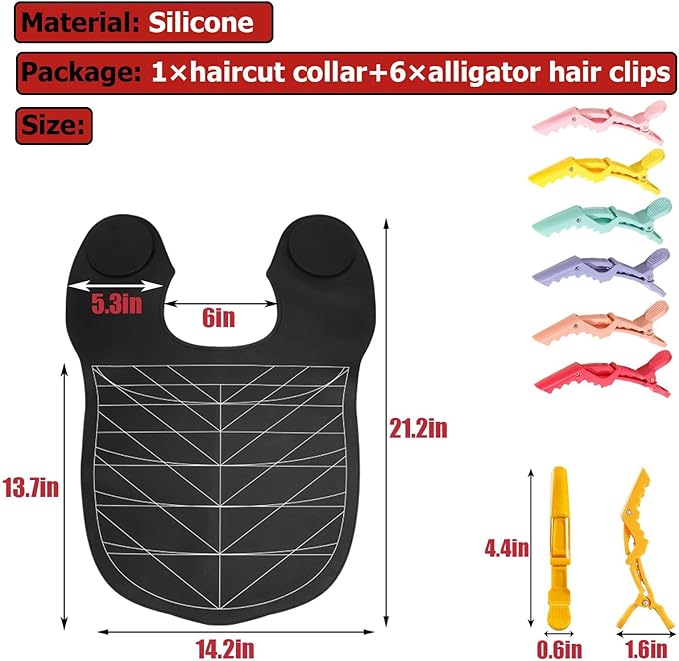 Hair Cutting Guide Cape Hair Cutting Collar for Hairstylists with Guidelines Weighted Hair Cutting Mat Silicone Waterproof Haircut Shoulder Mat (Gray)