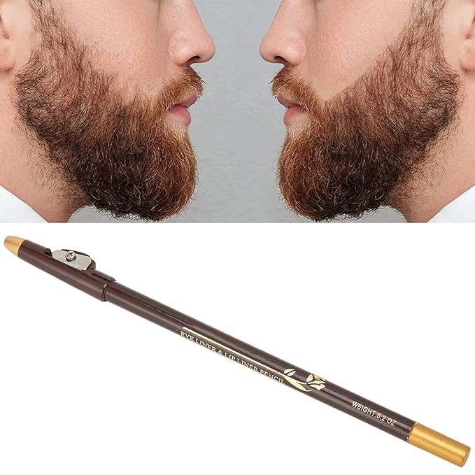 ANGGREK Beard Lineup Pen, White Hairline Pen Professional Beard Pencil Filler Household Beard Pencil Liner Shaping Styling Tool(Dark Brown)