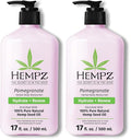 Hempz Body Lotion - Pomegranate - Bright Citrus - Daily Moisturizing Cream - 17oz,(Pack of 2)
